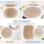 Brown Web Style Placemats Set Of 6 Nestasia
