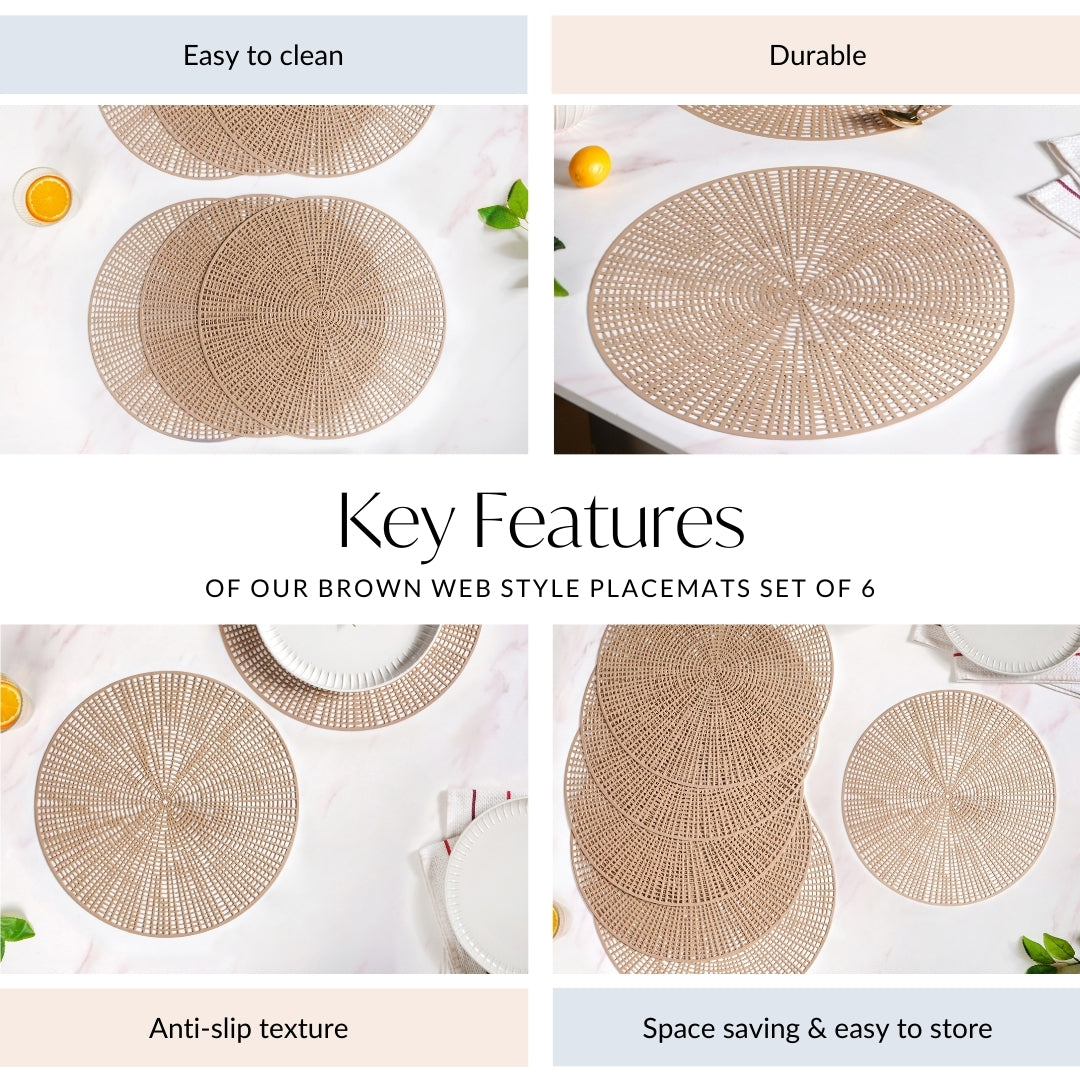 Brown Web Style Placemats Set Of 6 Nestasia