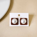 Brown Velvet Pearl Square Studs Nestasia