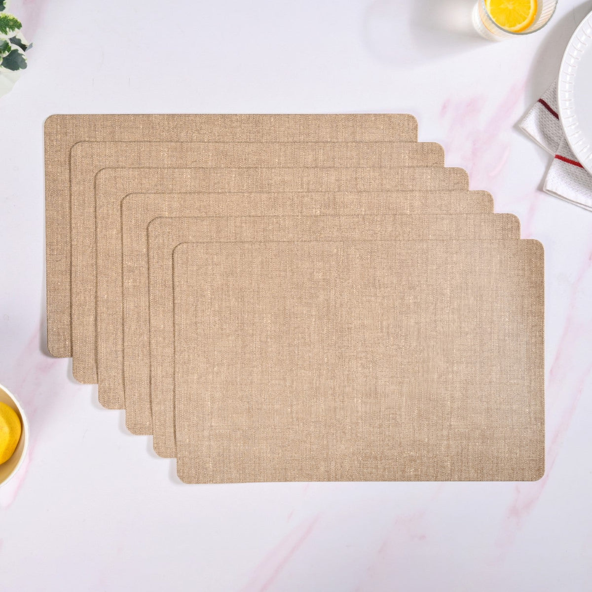 Rectangle Brown Table Mat Set Of 6 Nestasia
