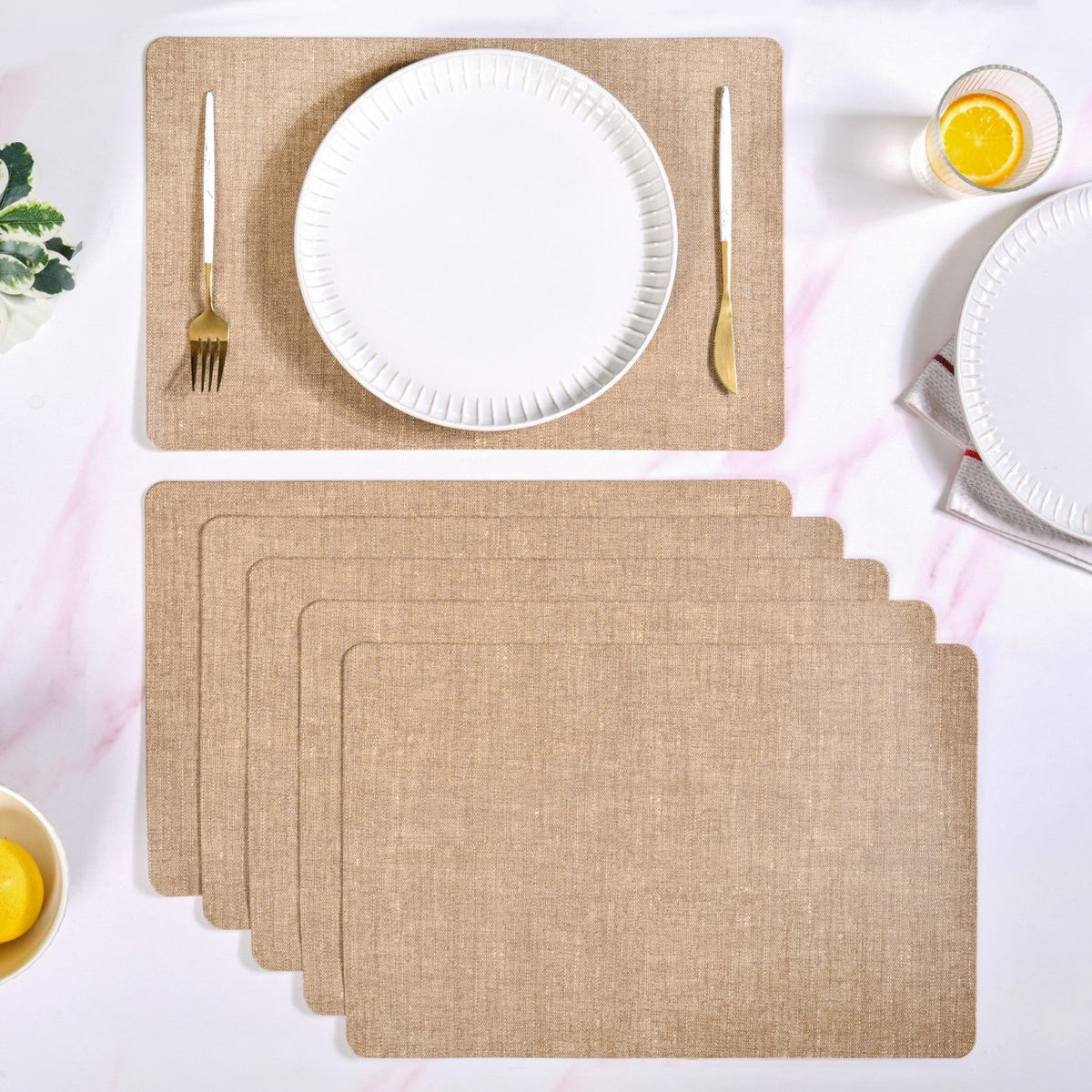 Rectangle Brown Table Mat Set Of 6 Nestasia