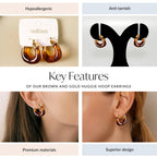 Brown And Gold Huggie Hoop Earrings Nestasia