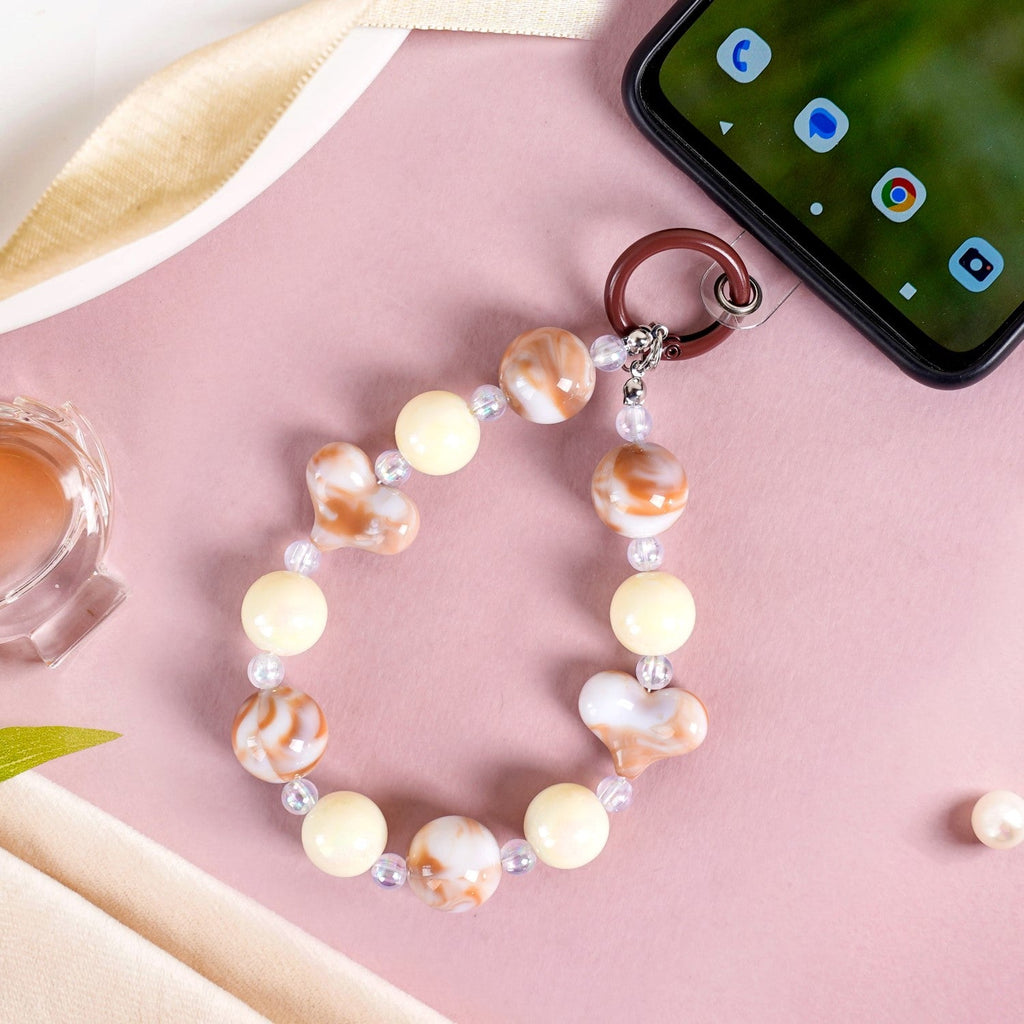 Brown Marble Pattern Love Loop Keychain Nestasia