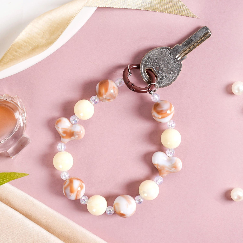 Brown Marble Pattern Love Loop Keychain Nestasia