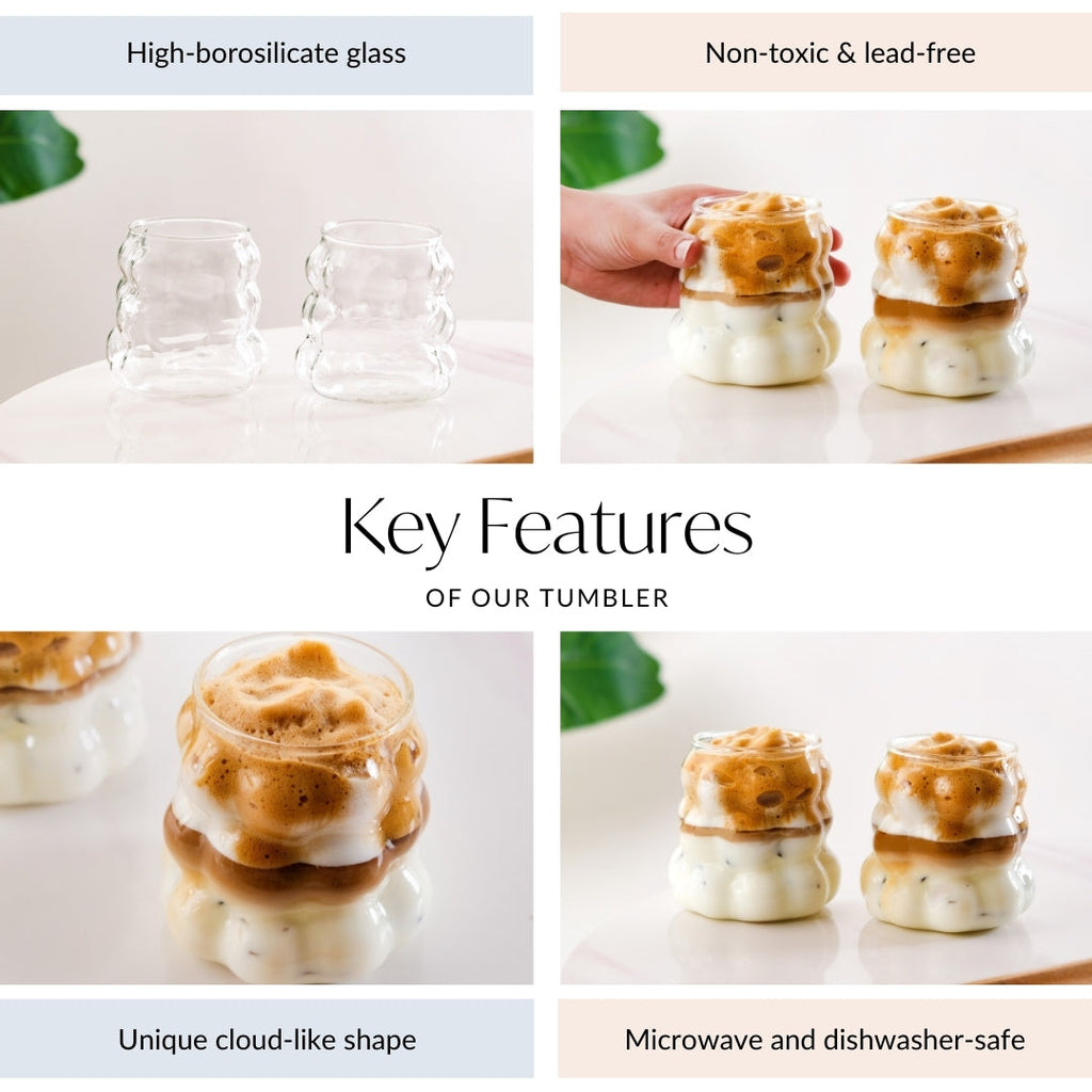 Bubble Cloud Glass Set Of 2 400ml Nestasia