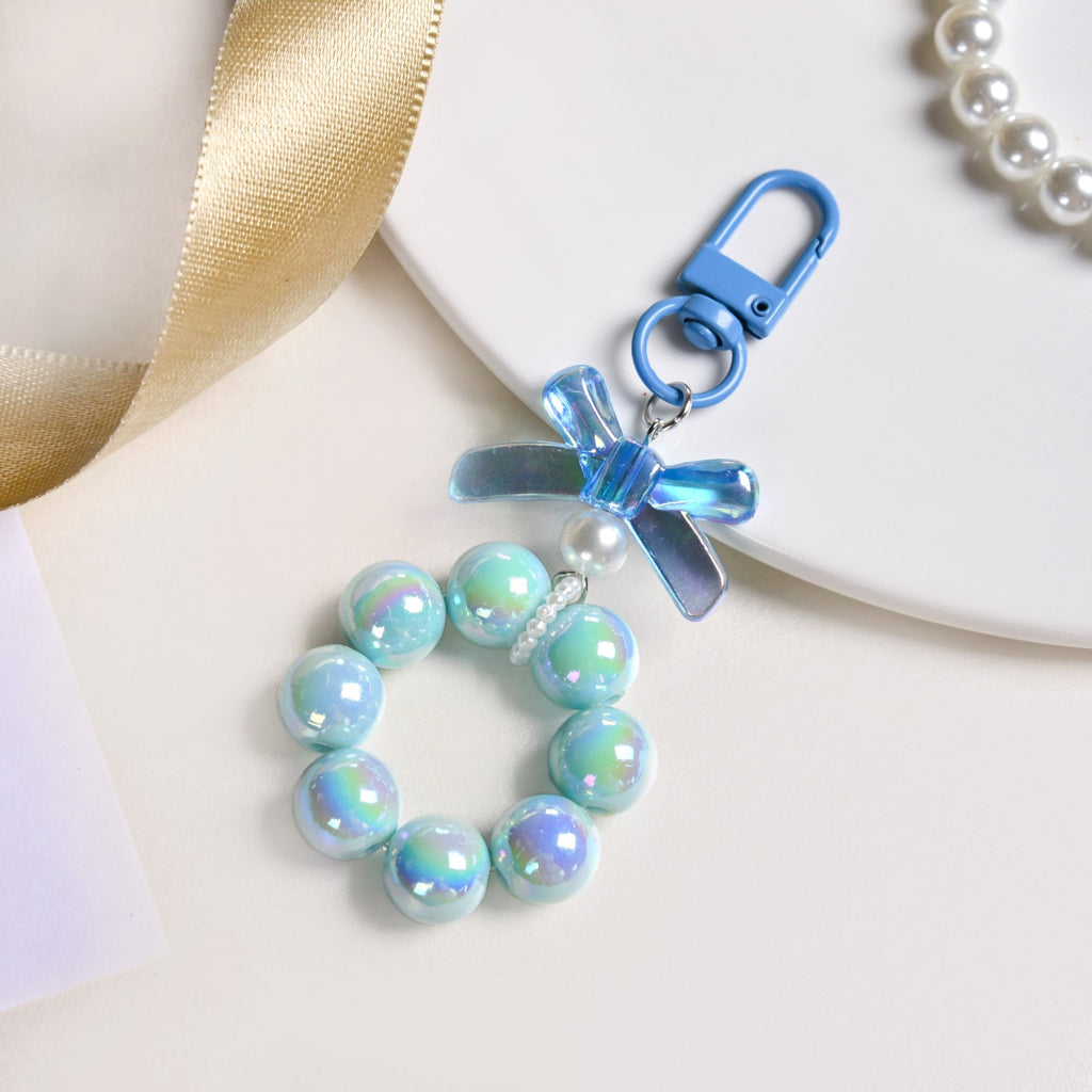 Burst Of Blue Beaded Keychain Nestasia