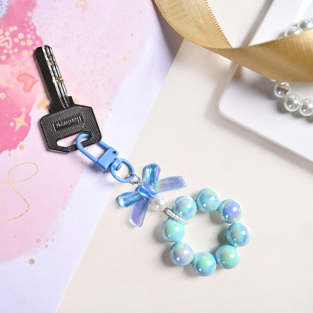 Burst Of Blue Beaded Keychain Nestasia