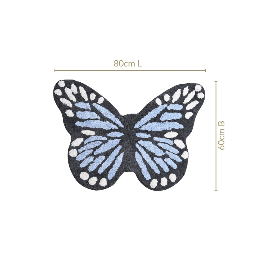 Butterfly Tufted Cotton Anti Slip Floor Mat 80x60cm Nestasia