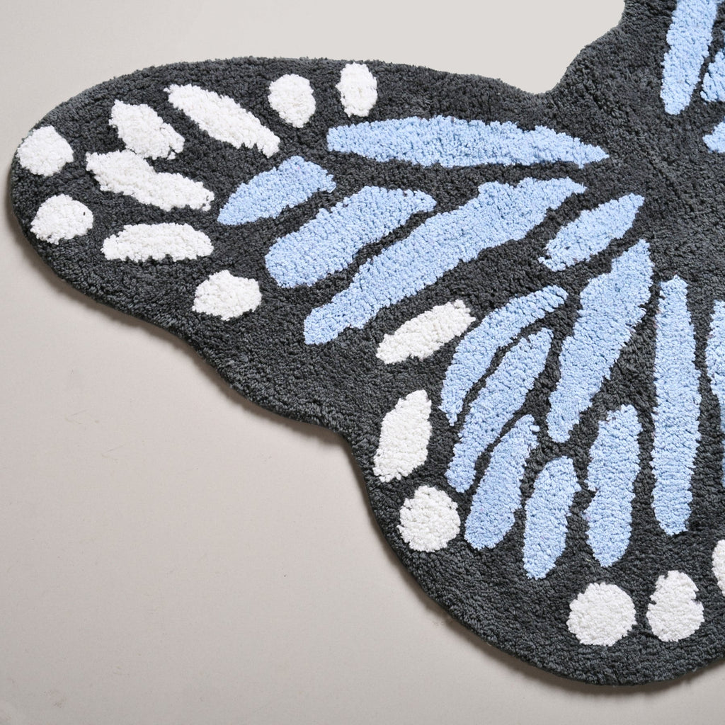 Butterfly Tufted Cotton Anti Slip Floor Mat 80x60cm Nestasia