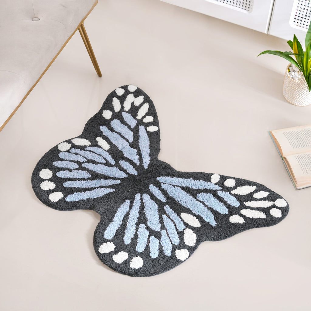 Butterfly Tufted Cotton Anti Slip Floor Mat 80x60cm Nestasia