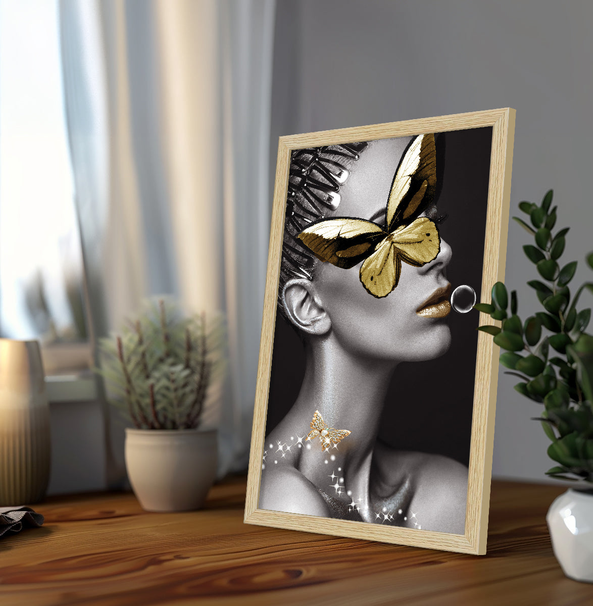 ArtX Women Aesthetic Wall Decor Paintings with Frame for Home Decoration, for Living Room, Bedroom, Office, Set Of 2 AXII-20-GRL