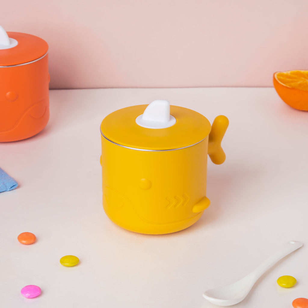 Keep Warm Stainless Steel Feeding Cup Yellow 200 ml Nestasia