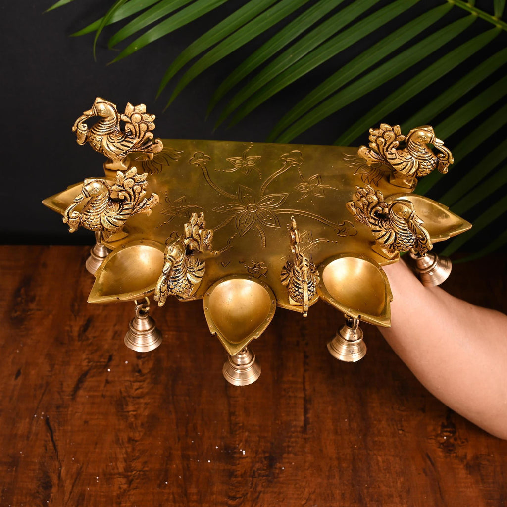 Brass Superfine Five Peacock Wall Hanging (5 Inch) Vedansh Craft