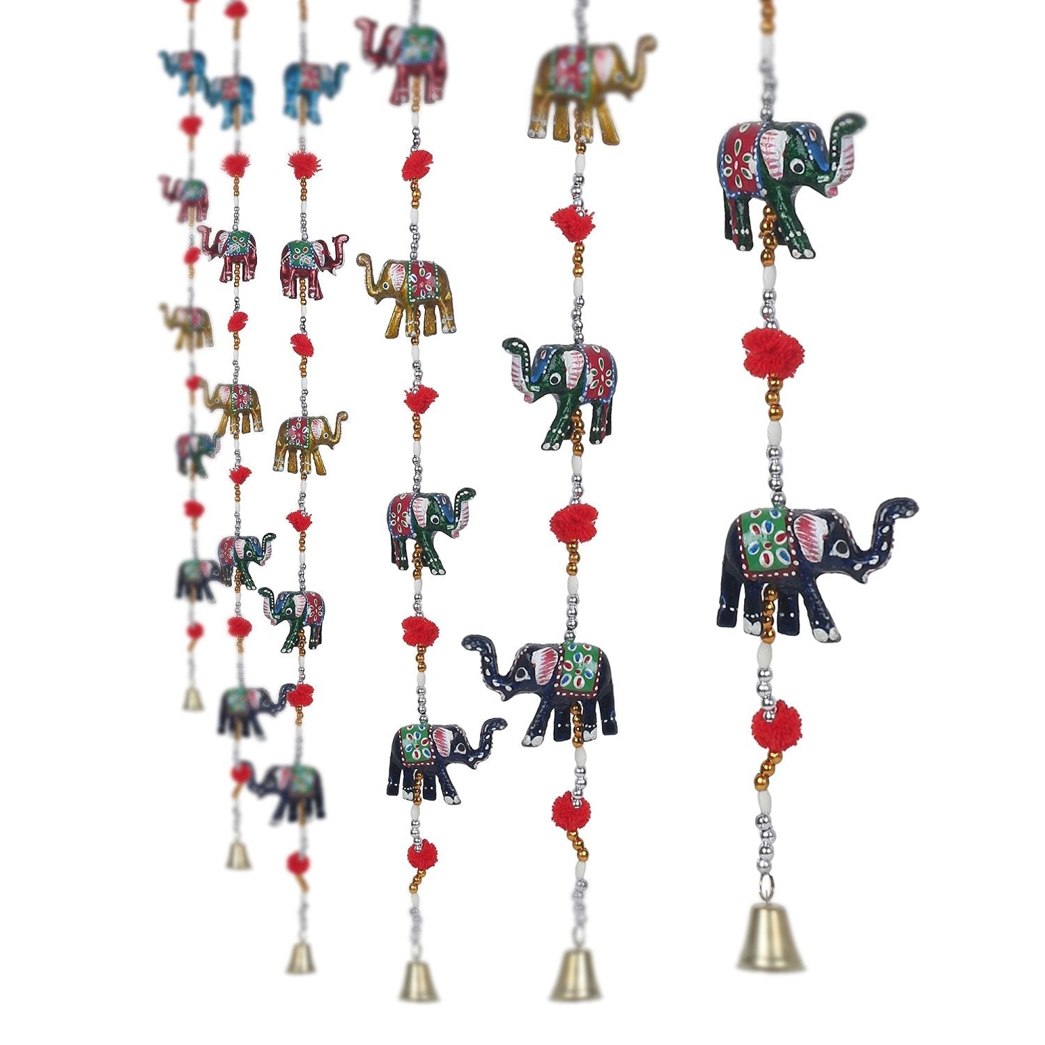 Multicolor Handcrafted Decorative Rajasthani Elephant Wall/Door Hanging Toran Set of 2 Kafalo