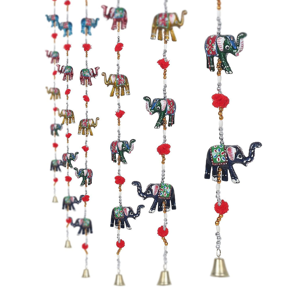 Multicolor Handcrafted Decorative Rajasthani Elephant Wall/Door Hanging Toran Set of 2 Kafalo