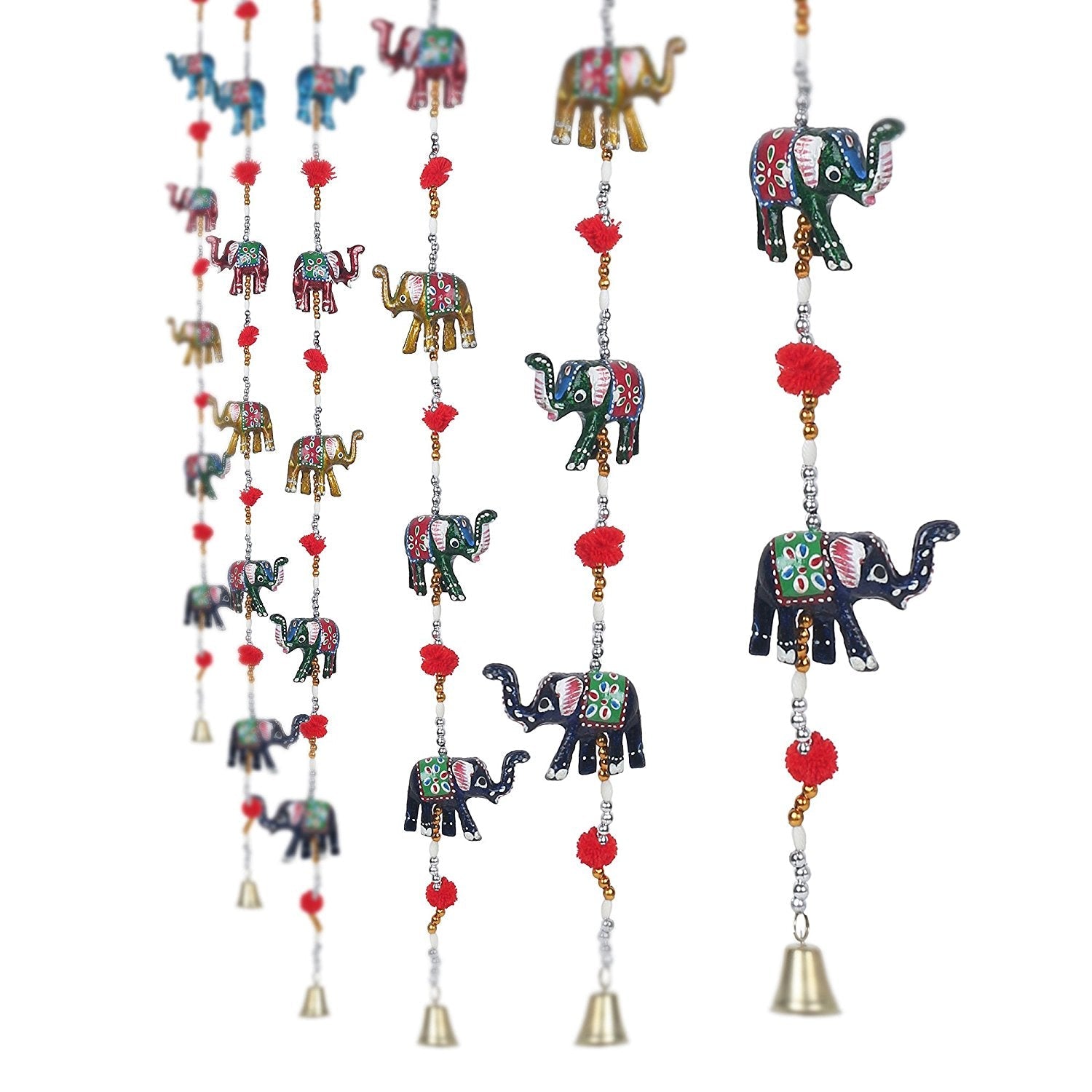 Multicolor Handcrafted Decorative Rajasthani Elephant Wall/Door Hanging Toran Set of 2 Kafalo