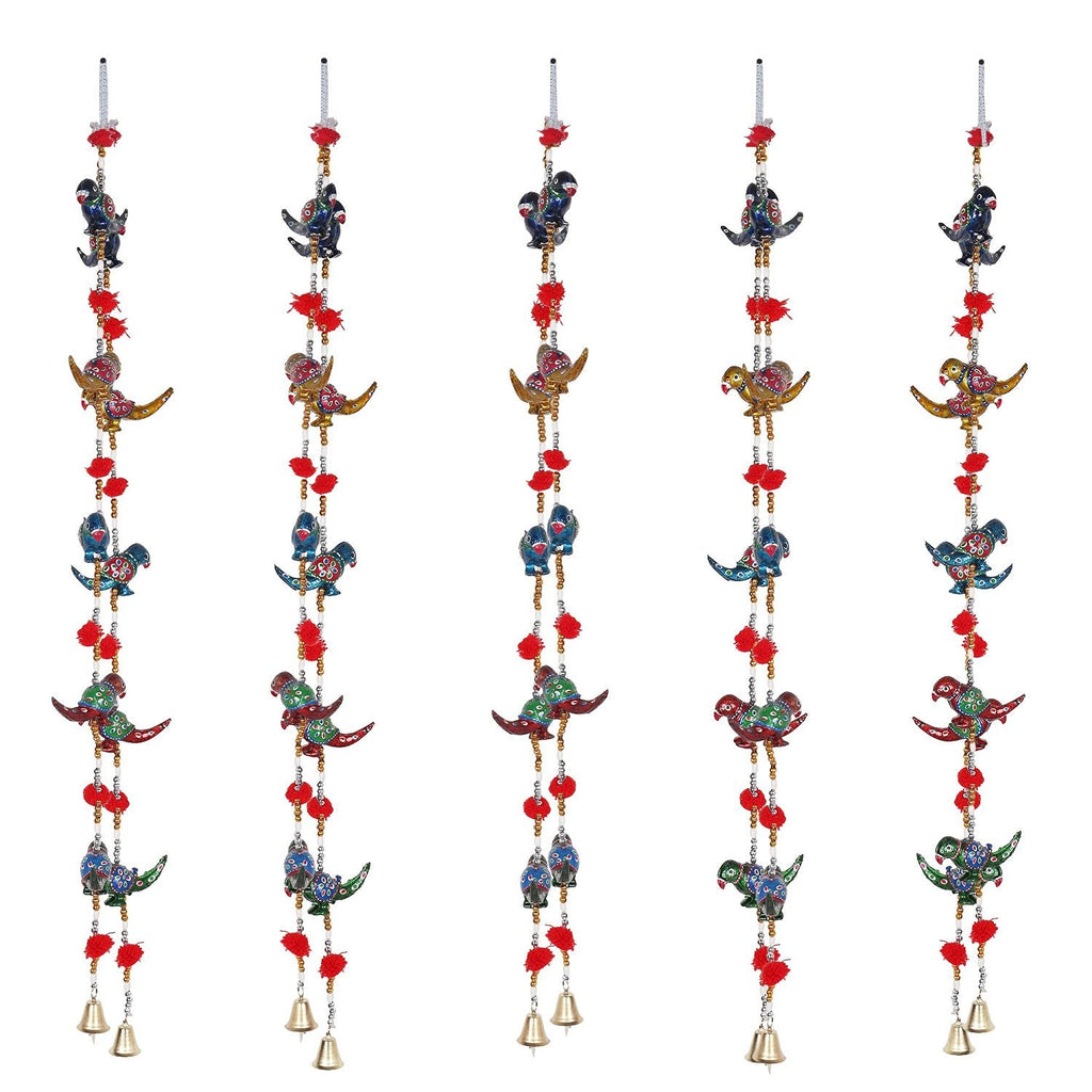 Multicolor Handcrafted Decorative Rajasthani Parrot Wall/Door Hanging Toran Set of 2 Kafalo