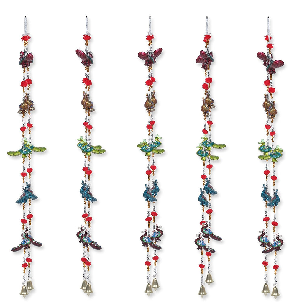 Rajasthani Handcrafted Peacock Designer Door Hanging For Home Decor- Set Of 2 Kafalo