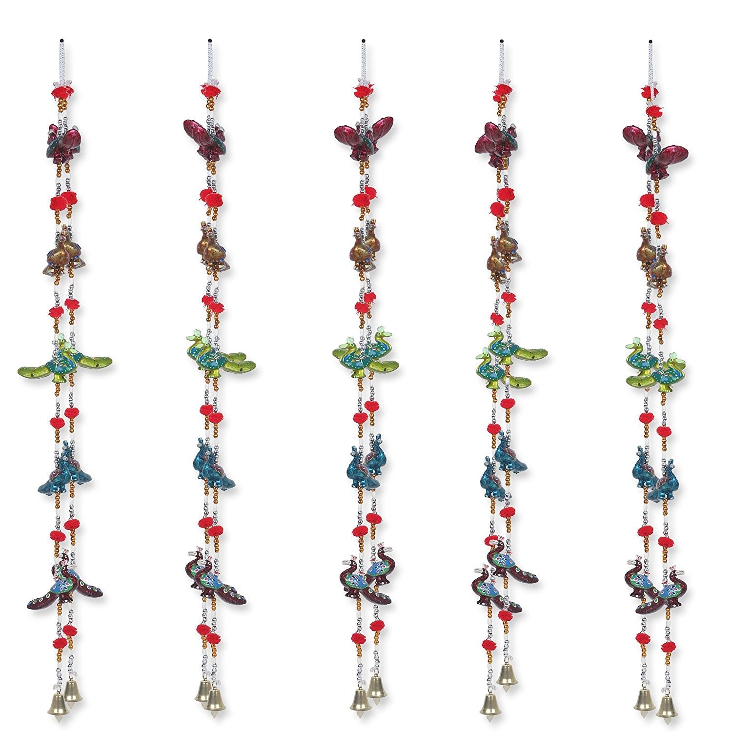 Rajasthani Handcrafted Peacock Designer Door Hanging For Home Decor- Set Of 2 Kafalo