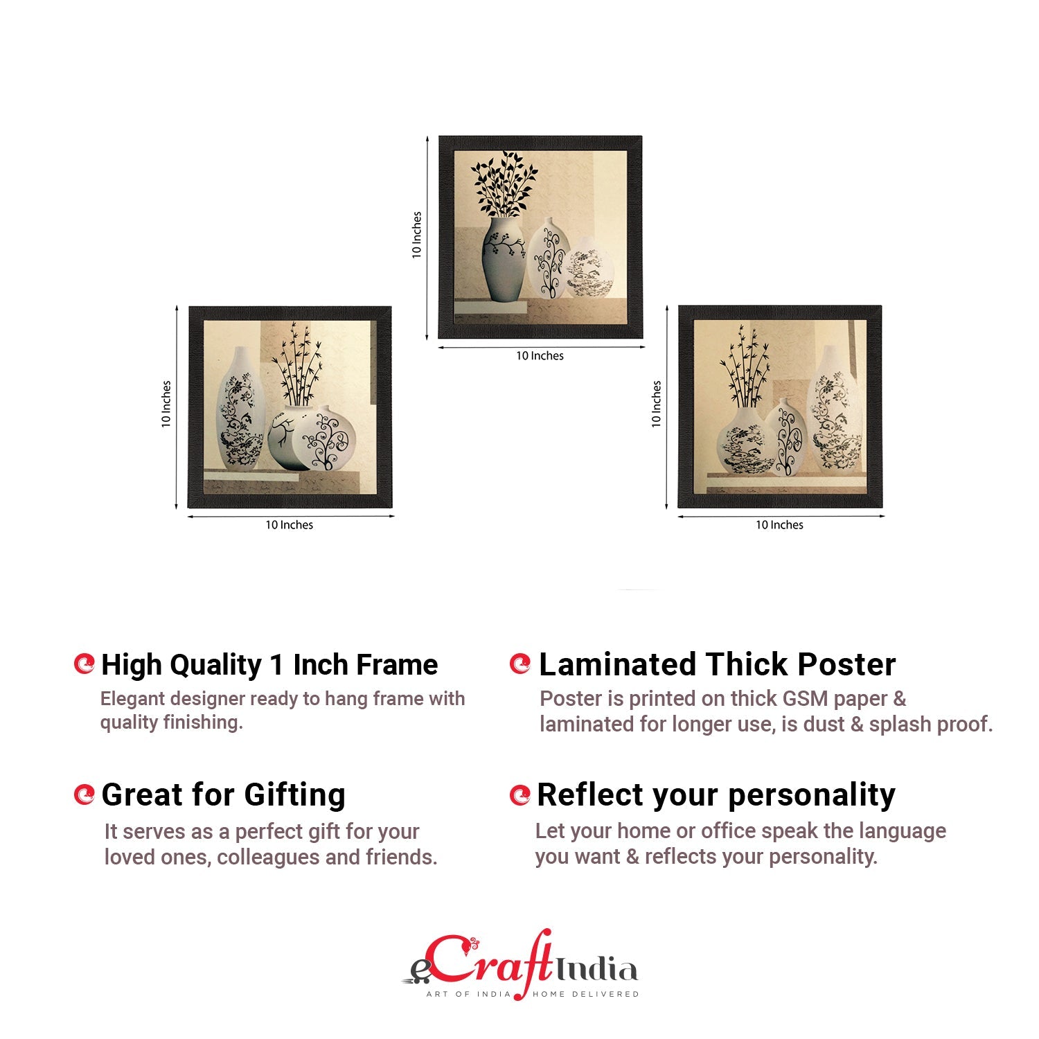 Set of 3 Satin Matt Textured Art Painting Kafalo