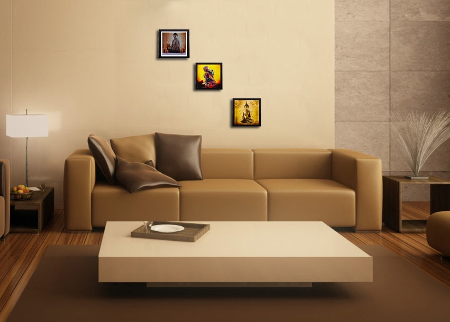 Set of 3 Satin Matt Textured Art Painting Kafalo