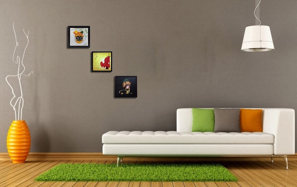Set of 3 Satin Matt Textured Art Painting Kafalo
