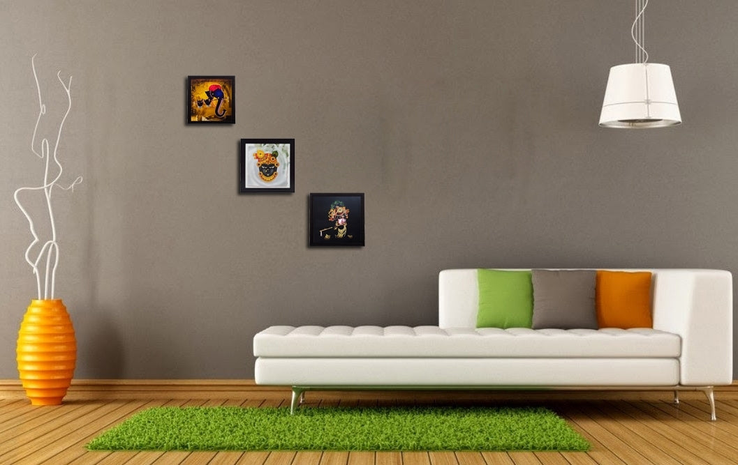Set of 3 Satin Matt Textured Art Painting Kafalo