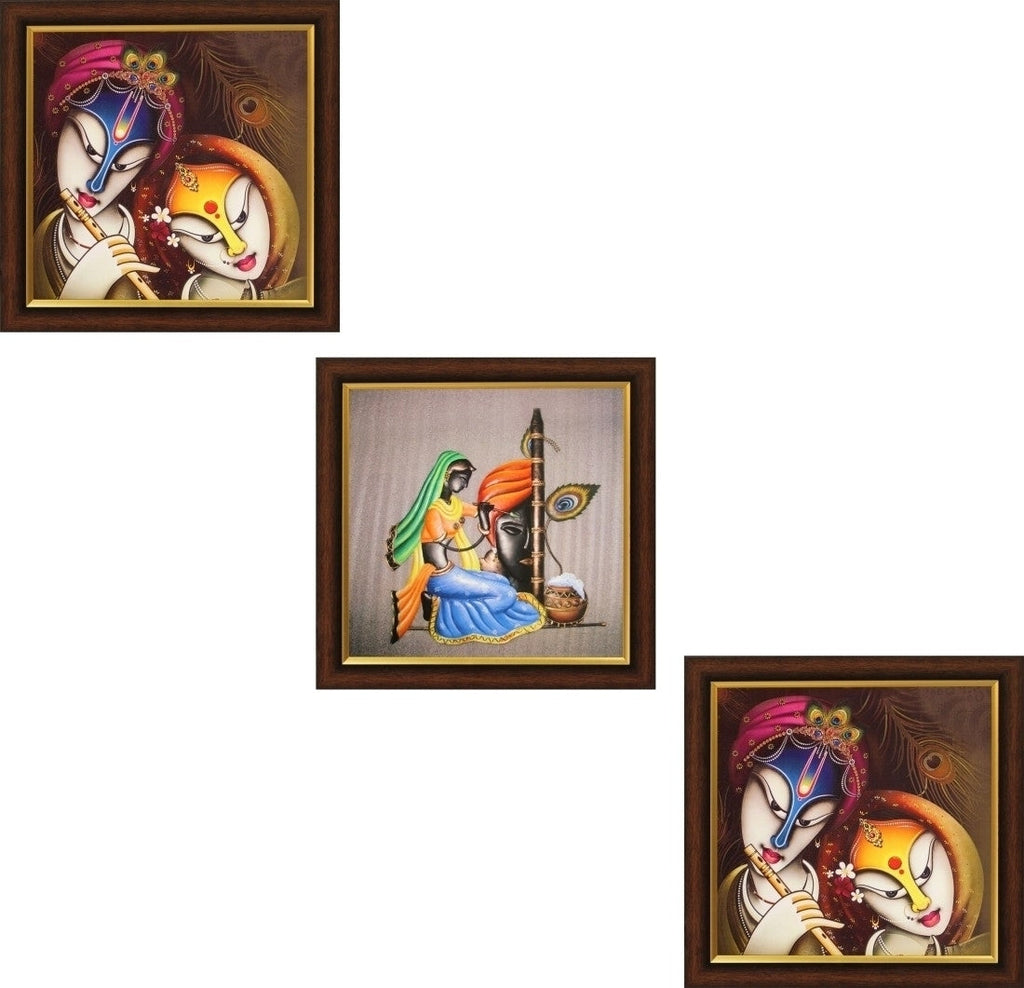 Set of 3 Religious Satin Matt Textured UV Art Painting Kafalo