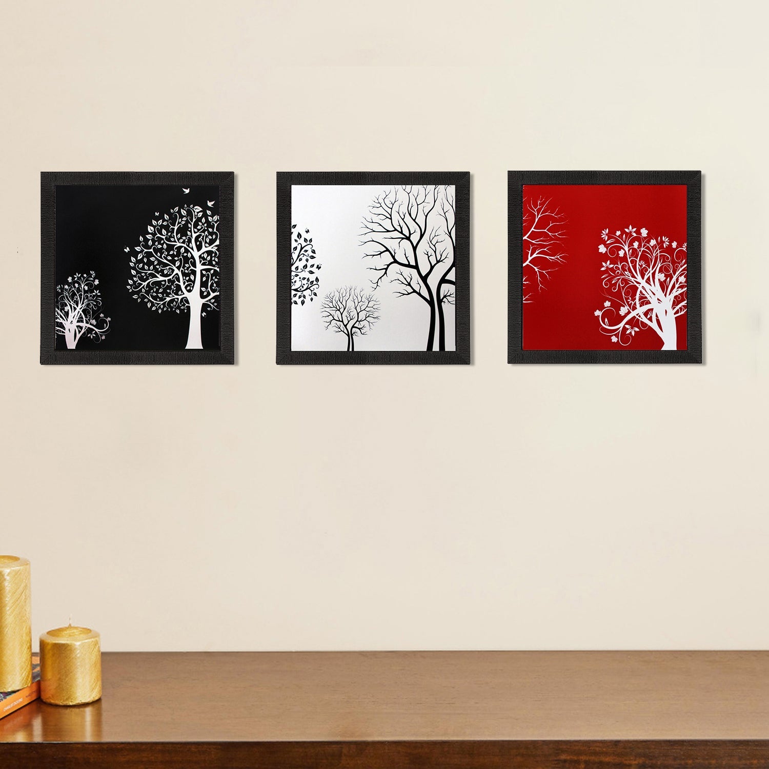 Set of 3 Abstract Design Satin Matt Textured UV Art Painting Kafalo