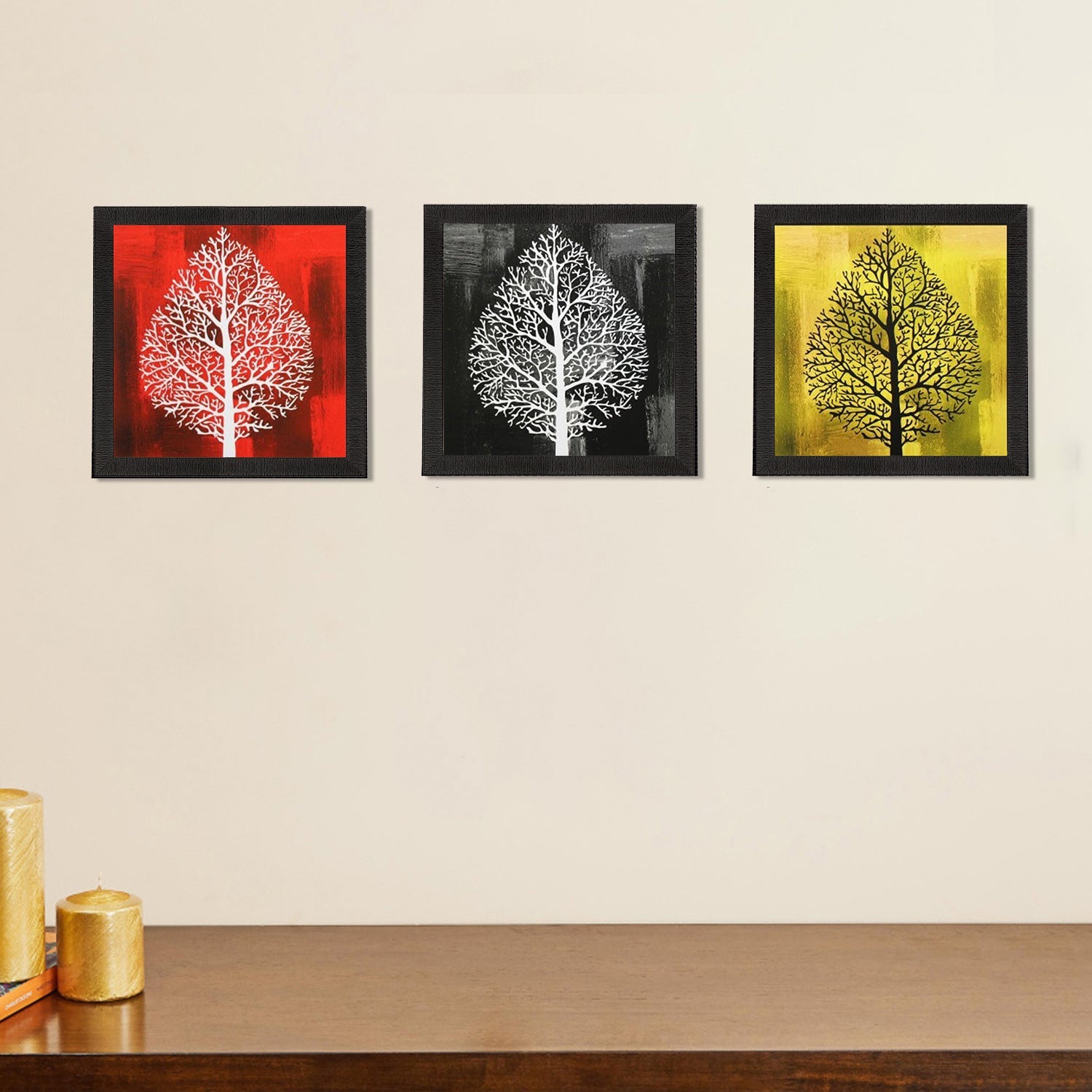 Set of 3 Abstract Design Satin Matt Textured UV Art Painting Kafalo
