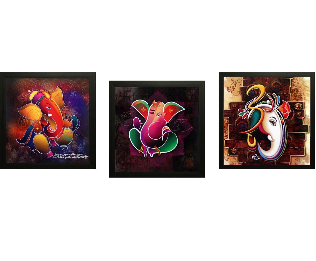 Set of 3 Religious Satin Matt Textured UV Art Painting Kafalo