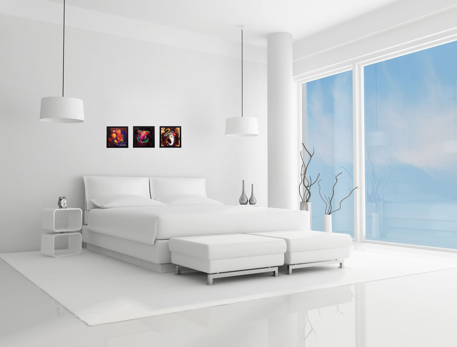 Set of 3 Religious Satin Matt Textured UV Art Painting Kafalo