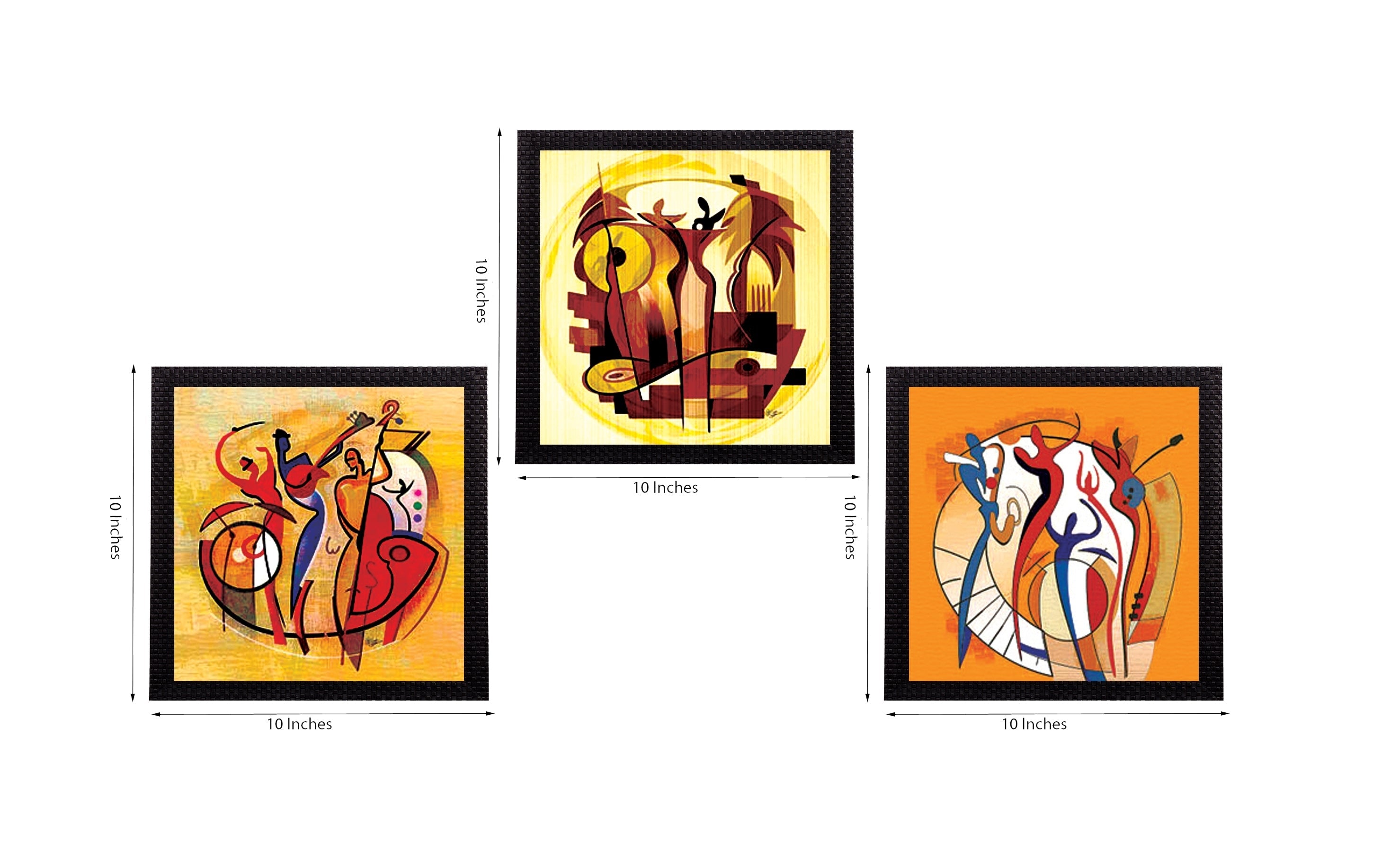 Set Of 3 Abstract Design Satin Matt Texture UV Art Painting Kafalo