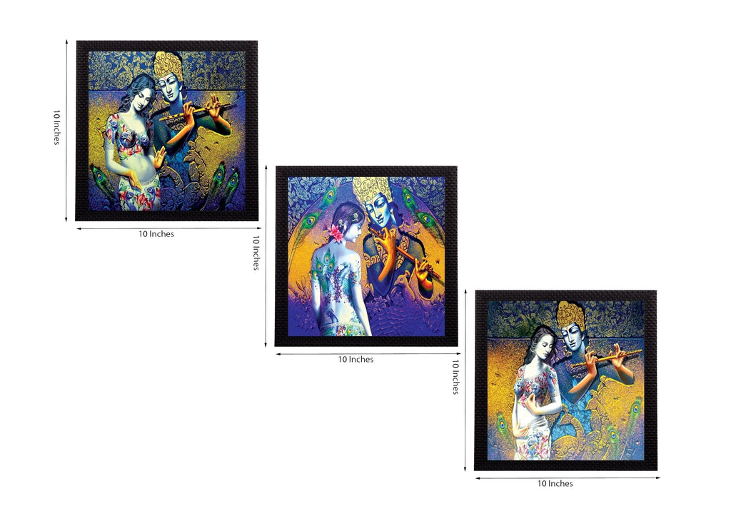 Set Of 3 Radha- Krishna Satin Matt Texture UV Art Painting Kafalo