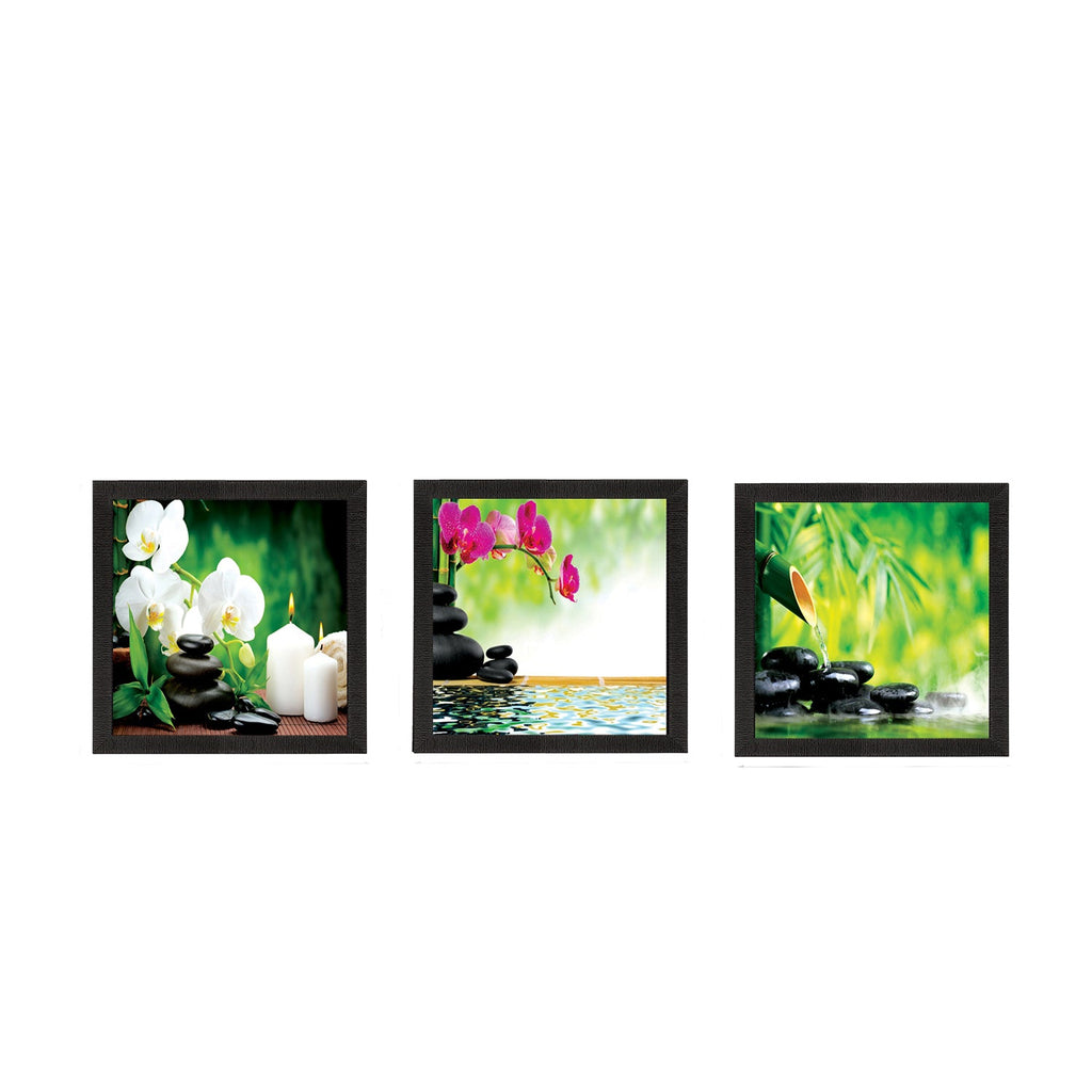 Set Of 3 Flora and Stones Satin Matt Texture UV Art Painting Kafalo