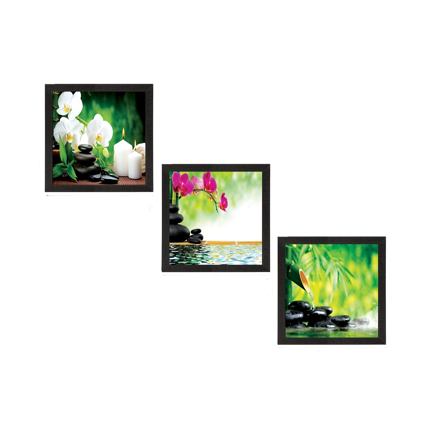 Set Of 3 Flora and Stones Satin Matt Texture UV Art Painting Kafalo