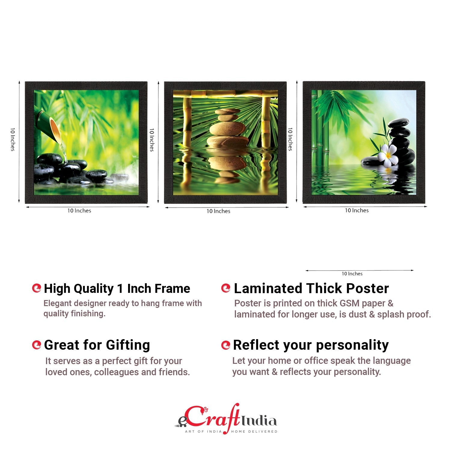 Set Of 3 Stones and Owner Satin Matt Texture UV Art Painting Kafalo