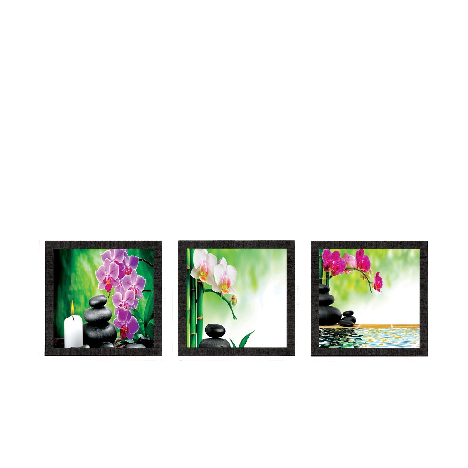 Set Of 3 Colorful Floral Satin Matt Texture UV Art Painting Kafalo