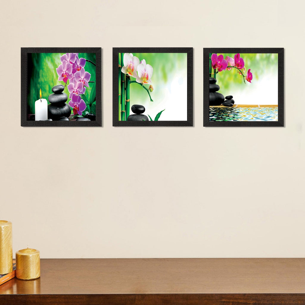 Set Of 3 Colorful Floral Satin Matt Texture UV Art Painting Kafalo