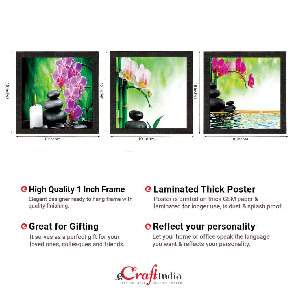 Set Of 3 Colorful Floral Satin Matt Texture UV Art Painting Kafalo