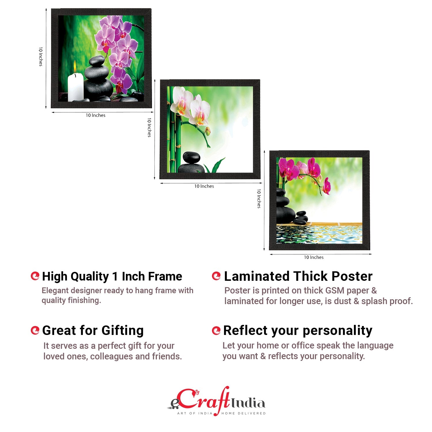 Set Of 3 Colorful Floral Satin Matt Texture UV Art Painting Kafalo