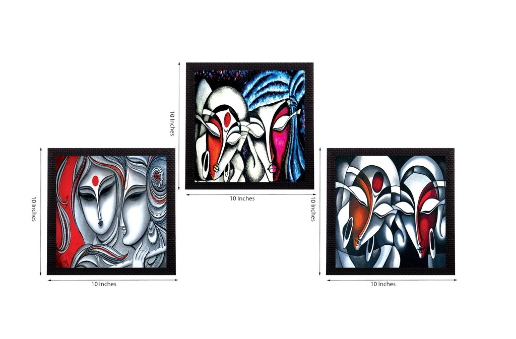 Set Of 3 Face Of Radha Krishna Satin Matt Texture UV Art Painting Kafalo