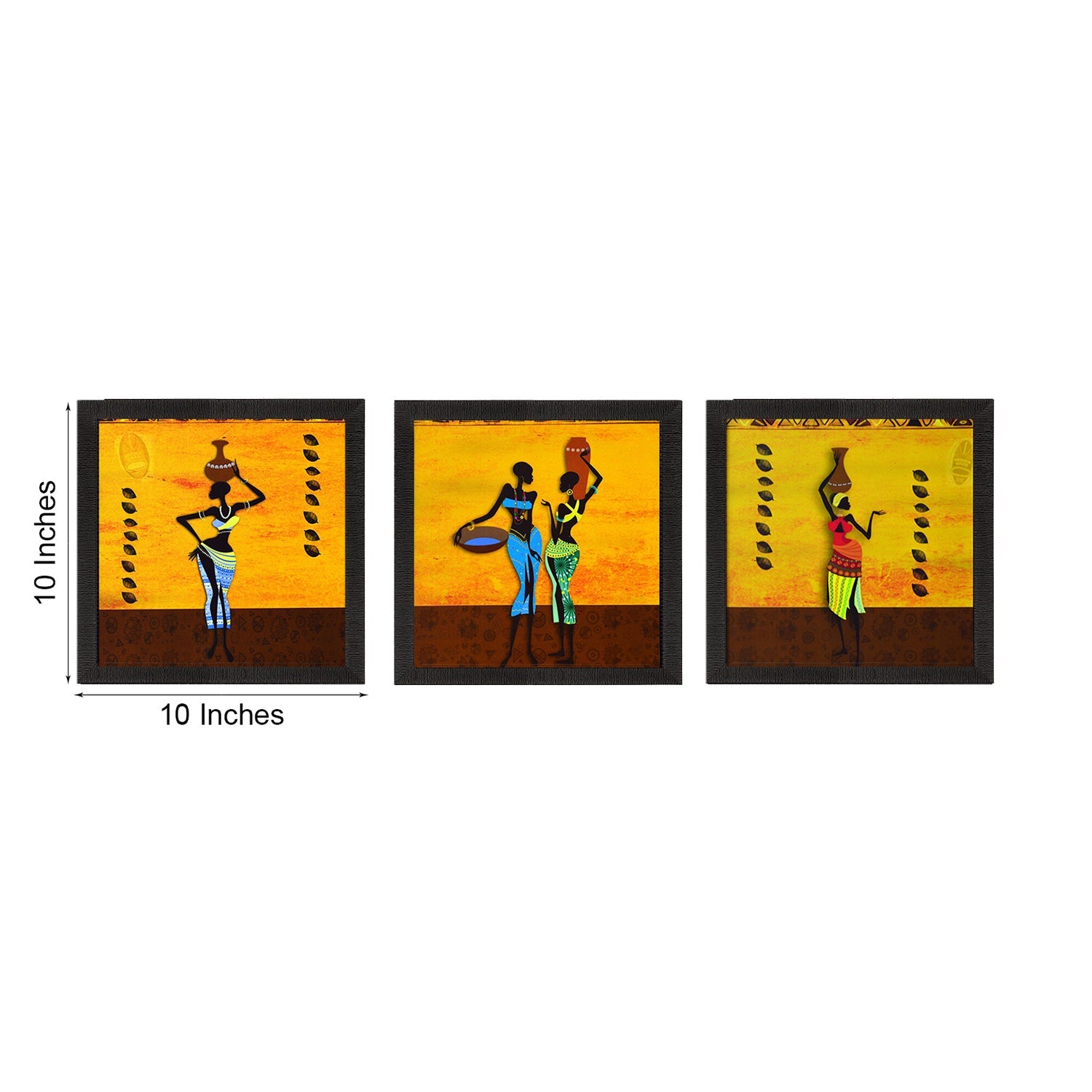 Set of 3 Tribal Lady Satin Matt Texture UV Art Painting Kafalo