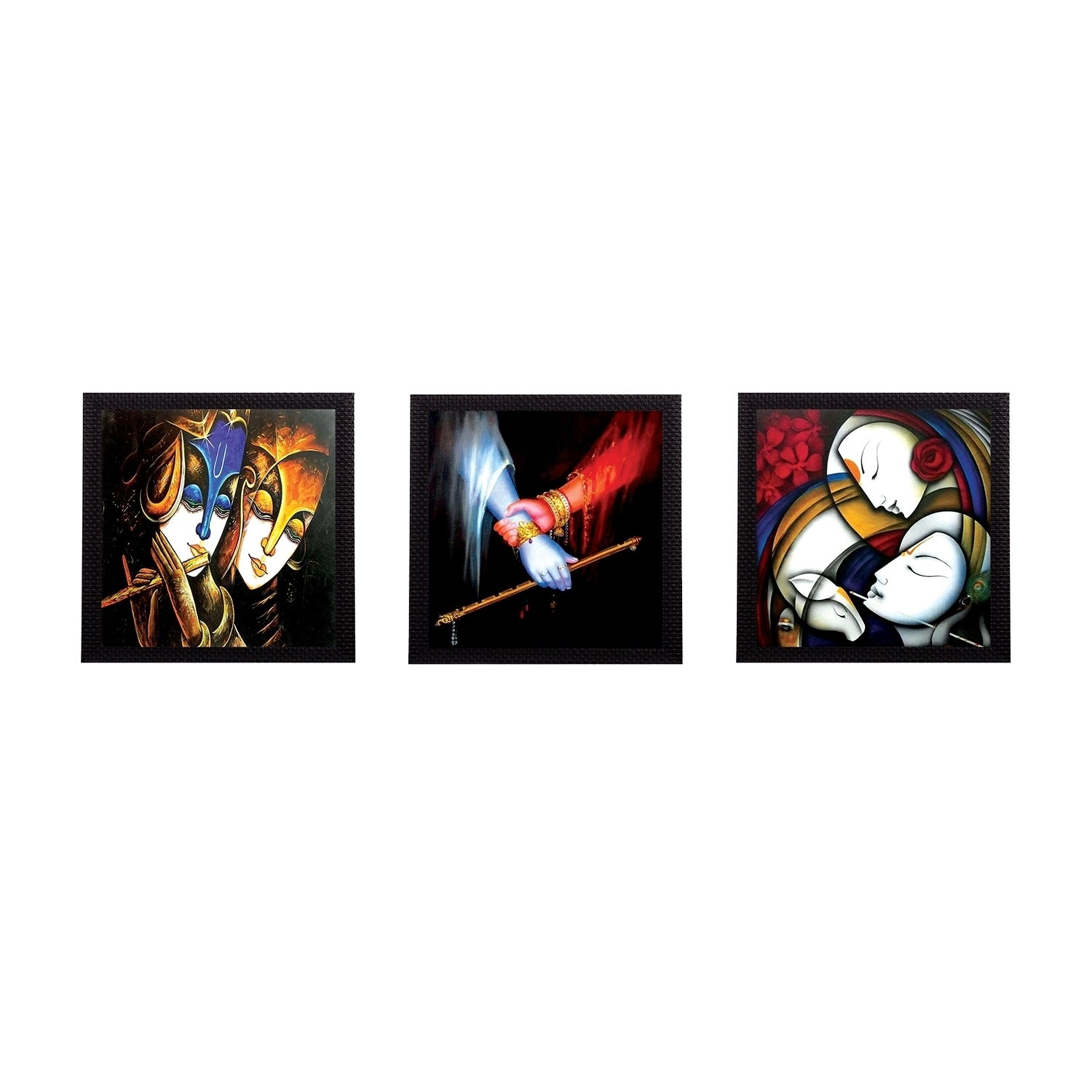 Set Of 3 Radha Krishna Satin Matt Texture UV Art Painting Kafalo