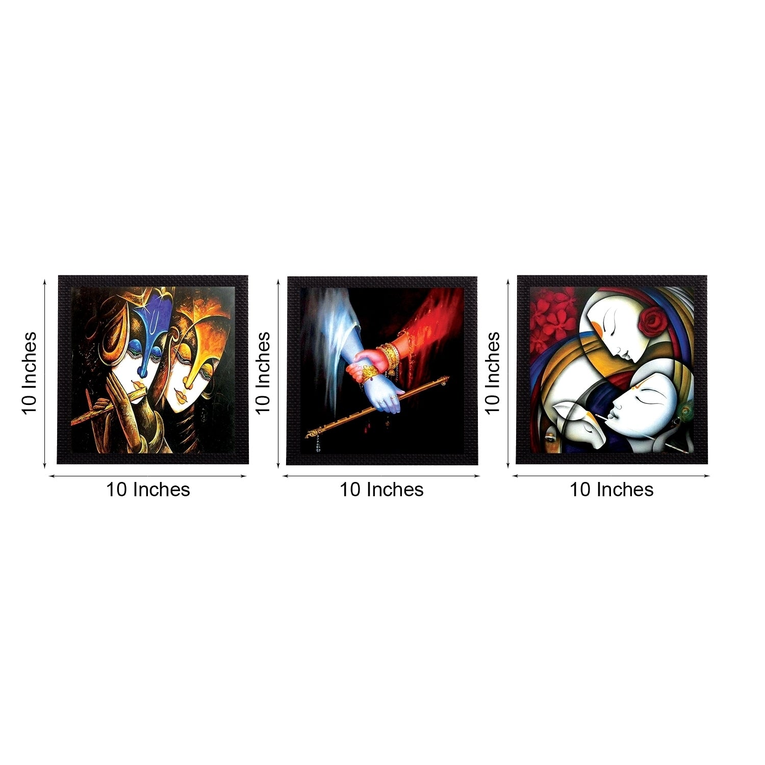 Set Of 3 Radha Krishna Satin Matt Texture UV Art Painting Kafalo