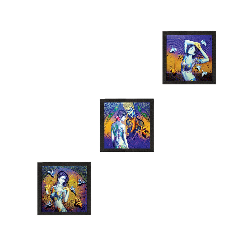 Set of 3 Abstract Lady Satin Matt Texture UV Art Painting Kafalo