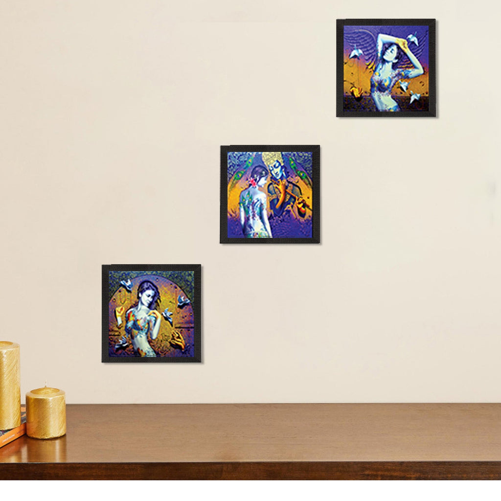 Set of 3 Abstract Lady Satin Matt Texture UV Art Painting Kafalo
