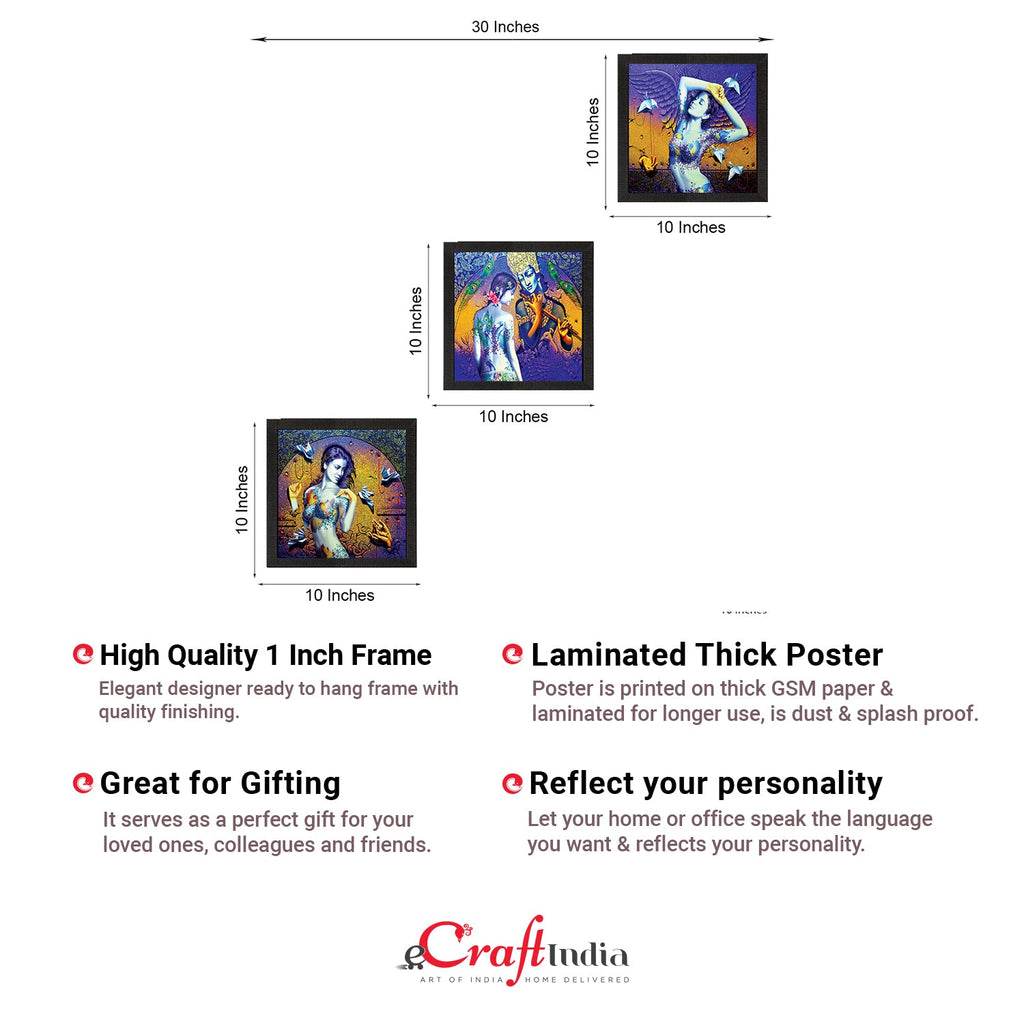 Set of 3 Abstract Lady Satin Matt Texture UV Art Painting Kafalo