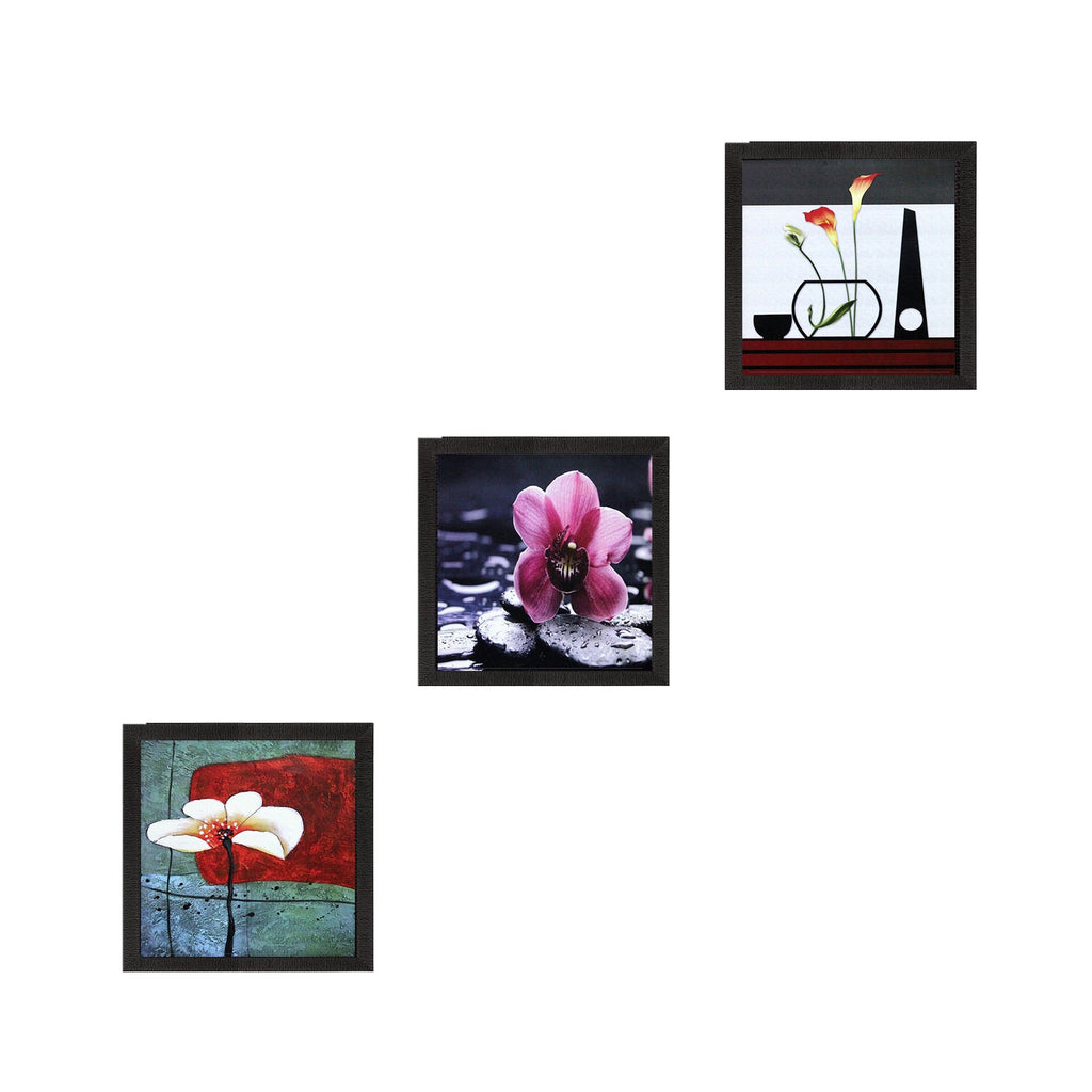 Set Of 3 Decorative Floral Satin Matt Texture UV Art Painting Kafalo