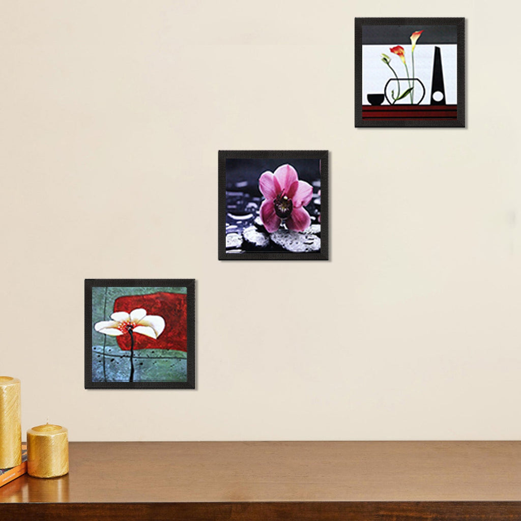 Set Of 3 Decorative Floral Satin Matt Texture UV Art Painting Kafalo
